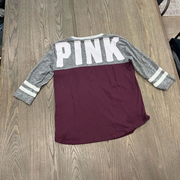 Victoria’s Secret Pink Gray Purple Varsity T-Shirt Size M - Picture 5 of 5